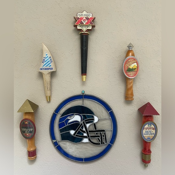 Vintage Seattle Seahawks Stain Glass Hanging - Picture 7 of 8